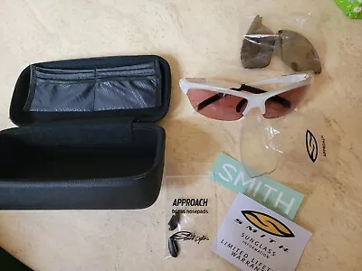 New Smith Optics Approach White Extra Lens Sunglasses W/Case & Accessories • $69.99