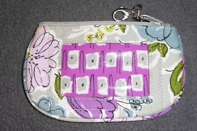 VERA BRADLEY Case CLIP ZIP ID ~ NWOT WATERCOLOR Gray Pink Purple Flowers • $11.95