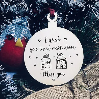 Best Friend Miss You Gifts Wood Bauble Best Friend Christmas Gift For Him Her • £3.99