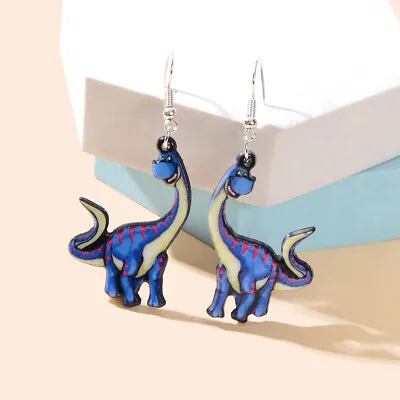 $1.99 • Buy Cartoon Design Lovely Blue Enamel Dinosaur Dangle Earrings Women Gift Jewellery