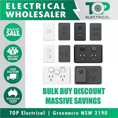 $100 • Buy CLIPSAL Iconic Light Switch Power Point GPO Dimmer White Anthracite, Extra Black