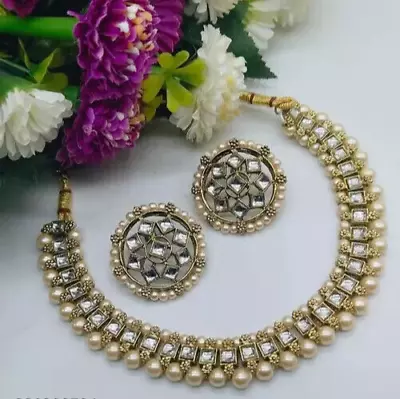 Indian Bollywood Gold Plated Kundan Choker Bridal Necklace Earrings Jewelry Set • $17.95