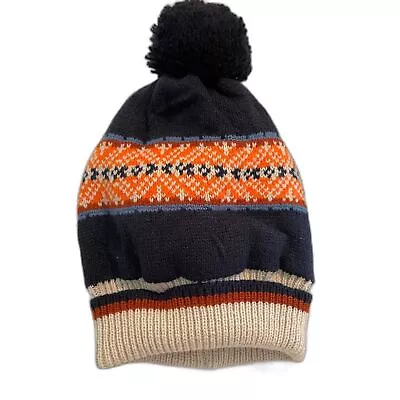 Unisex Pom Beanie With Lined Goodfellow & Co Navy & Orange One Size Fits All • $12.80