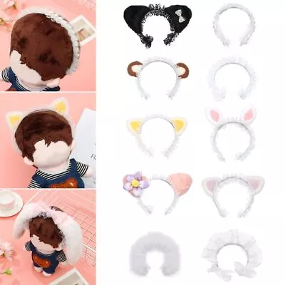 Cartoon Plush Toys Decor Brown Bear Denim Overalls Suspender Pants Headband • $12.32