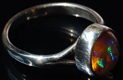 MEXICAN NATURAL FLASHING FIRE OPAL 925 STERLING SILVER RING Sz 7 TAXCO JEWELRY • $39.99