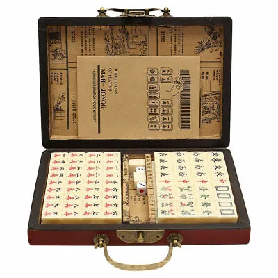 Portable Chinese Mahjong Box Rare 144 Vintage MahJong Set Travel Party Mini Game • £23.99