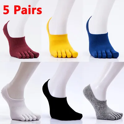 £3.86 • Buy 5Pair Men Five Finger Toe Socks Cotton Blend Ankle Casual Sports Low Cut Hosiery
