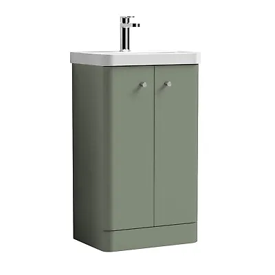 Nuie Core 500mm Floor Standing 2-Door Basin Vanity Unit Satin Green Bathroom • £209.95