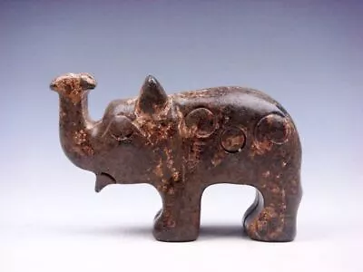 Vintage Nephrite Jade Stone Carved Sculpture Elephant W/ Nose Up #11252201 • $17.99