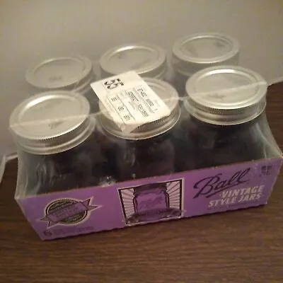 BALL Mason Jars Vintage American Heritage Purple Pint Size Set Lot Of 6 - NEW • $49.99