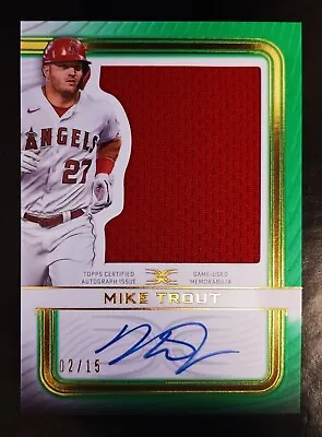 MIKE TROUT-2023 Topps Definitive GREEN (#2/15) JUMBO JERSEY/AUTO/AUTOGRAPH-GEM? • $399.89