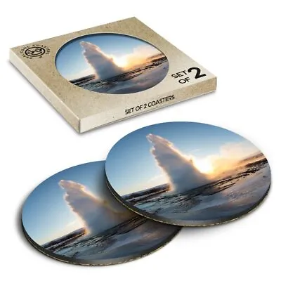 £4.99 • Buy 2 X Boxed Round Coasters - Strokkur Geyser Iceland  #2186
