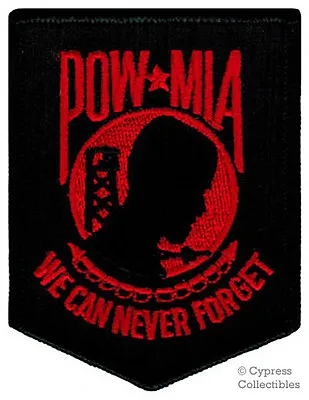 POW-MIA PATCH VIETNAM WAR Embroidered Iron-on BLACK RED Military Veteran Emblem • $4.99
