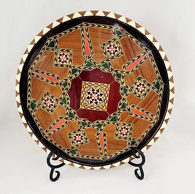 Vintage Miguel Laguna Inlaid Wood Geometric Marquetry Spanish Folk Art Tray • $44.10