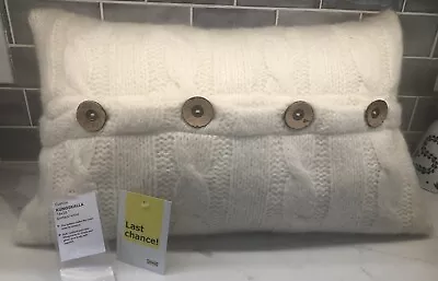 IKEA Kungskalla 16x26 Cable Knit Knitted Off White NEW Decor Throw Pillow W/inse • £24.33