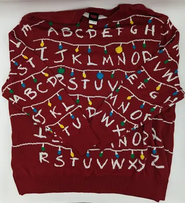 Mens Stranger Things Light Up Christmas Ugly Sweater Sweatshirt 3XL Netflix Red • $25