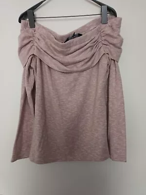 DP - Ladies Off The Shoulder Pink Jumper/Top - Size 14 • £0.99