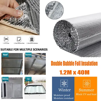  0.6-1.2m Wide Aluminum Insulation Roll Double Foil Single Layer Air Bubble  • £8.99