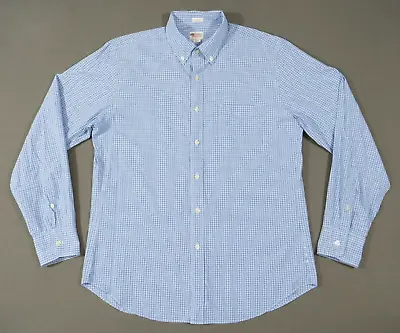 J Crew Shirt Mens Medium Blue Button Up Long Sleeve Checks Tailored • $11.04