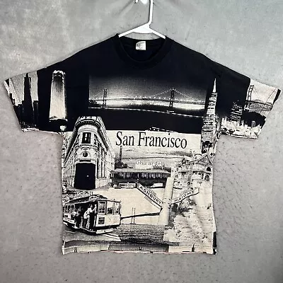 A1 Vintage 90s San Francisco All Over Print T Shirt Adult XL Black Mens • $19.99