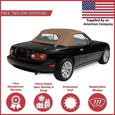 1990-05 Mazda Miata Convertible Soft Top W/DOT Heated Glass Window Tan • $242.10