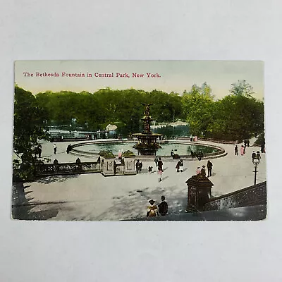 Postcard New York City NYC Central Park Bethesda Fountain 1910s Unposted • $1
