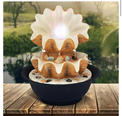 £32.99 • Buy SeaShell Indoor Water Fountain Garden Water Feature LED Light SpinningGlass Ball