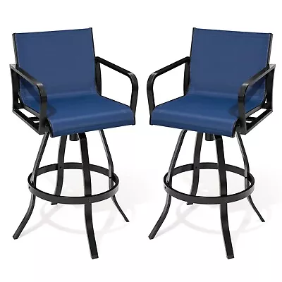 Patio Swivel Bar Stools Set Of 2 Outdoor Aluminum Bar Height Chairs All Weather • $339.99