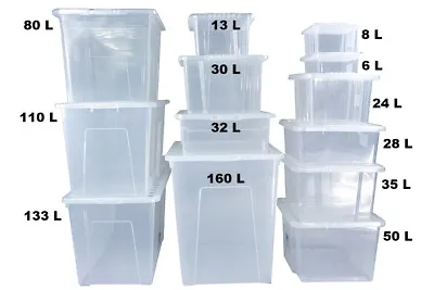 Quality Plastic Storage Boxes With Black Lids Office Home Garage Stackable Uk • £54.99