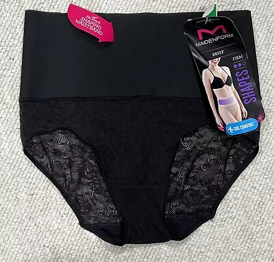 Maidenform Brief LARGE Black Firm Shapes Cool Comfort No Pinch Waistband NEW NWT • $19.99