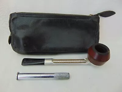 Vintage Falcon FD11 Smoking Pipe W Leather Orlik Pipe Pouch & Clifton Tool • £35