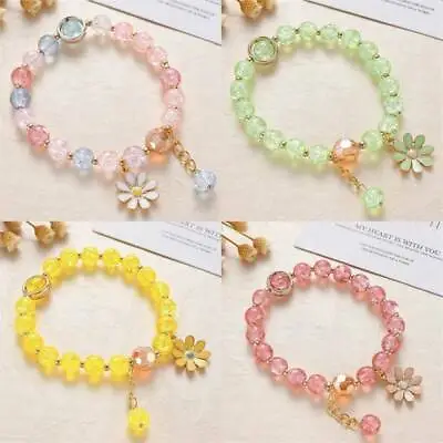 Jewellery Girls Kids Pouch Children Lovely Charm Bracelet Gift Daisy Crystal • £3.16