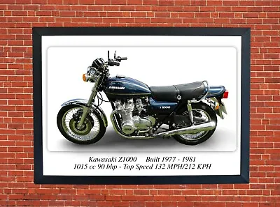 Kawasaki Z1000 Motorcycle - A3 Size Print Poster • £9.99