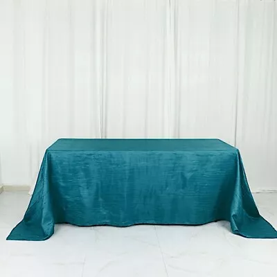 TEAL 90  X 132  Accordion Crinkle TAFFETA  RECTANGLE TABLECLOTH Party Supplies • $17.42