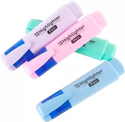 Assorted Colours Office School Home Vibrant Pastel Coloured Highlighters 4 Pack • £2.49