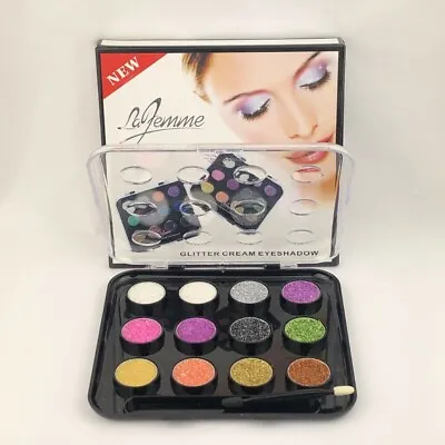 02 La Femme Glitter Cream Eyeshadow Palette Set - 12 Glitter Colours NEW & Boxed • £3.50