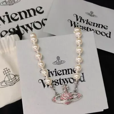 £23.99 • Buy Vivienne Westwood Silver Pink Tone Mini Bas Relief Pearl Choker