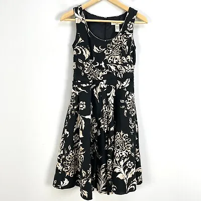 Amanda Smith Petite Dresses Sz 4P Fit Flare Floral Dress Sleeveless 100% Cotton • $19.99