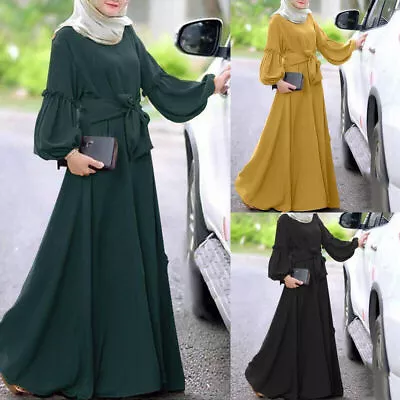 Women Ramadan Muslim Prayer Abaya Dress Dubai Kaftan Jilbab Islamic Long Dress • £12.87