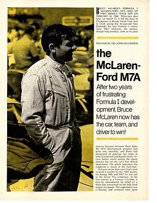 1968 McLAREN FORD M7A FORMULA 1 CAR ~ ORIGINAL 5-PAGE ARTICLE / AD • $11.95