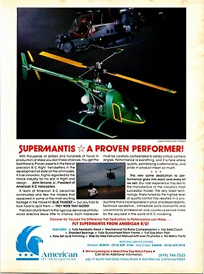 American Super Mantis Heli Vintage Print Ad Ephemera Wall Decor Ron Hartigan • $17.99