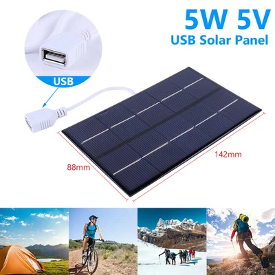 $12.30 • Buy 5W 5V Portable Solar Panel Power Bank Phone Charger Outdoor Travel USB Port AU