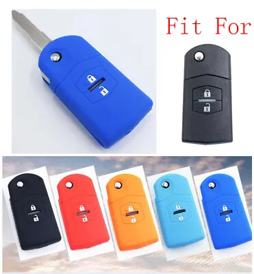 Fit MAZDA 3 5 6 CX-3 2 Button Flip Remote Smart Key Fob Silicone Skin Case Cover • $8.36