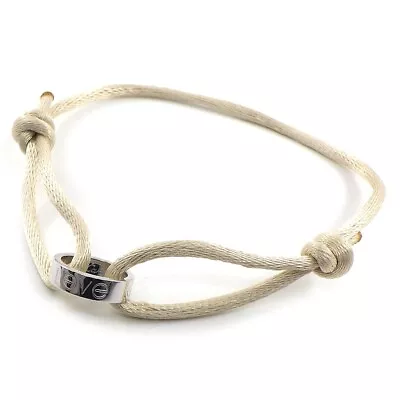 £500.84 • Buy Auth Cartier Bracelet Love Charity Beige Cotton Cord 750(18K) White Gold