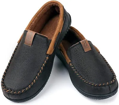 Mens Vintage Slippers Cozy Moccasin Memory Foam House Shoes Closed Back Outdoor • $17.99