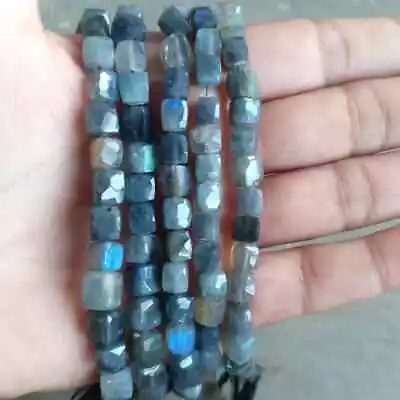 Labradorite Box Shape Gemstone Beads Center Drilled Beads5-7mm Semi Precious • $13.49