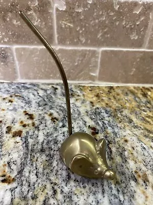 Vintage Brass Mouse W/Long Tail Figurine-Receipt Holder-Ring Holder • $18.97