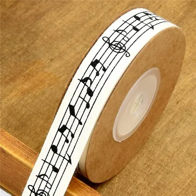 Music Themed 10m Cotton Ribbon For Clothing Sewing Fabric DIY Projects • £6.89