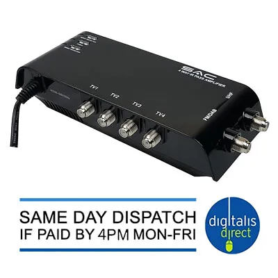 SAC 4 Way TV Booster Distribution Amplifier Digital Freeview With 12Db Gain • £21.99