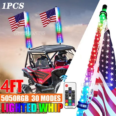 4ft Spiral LED Whip Light Antenna RGB For UTV ATV Accessories RZR Can-Am Polaris • $59.99